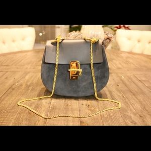 Brand New Chloé Drew Small Suede & Leather Bag